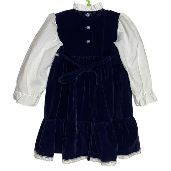 Vtg Sears Winnie the Pooh Dress Girls 4 Disney Ruffle Prairie Lace Velour Lace - Picture 2 of 15